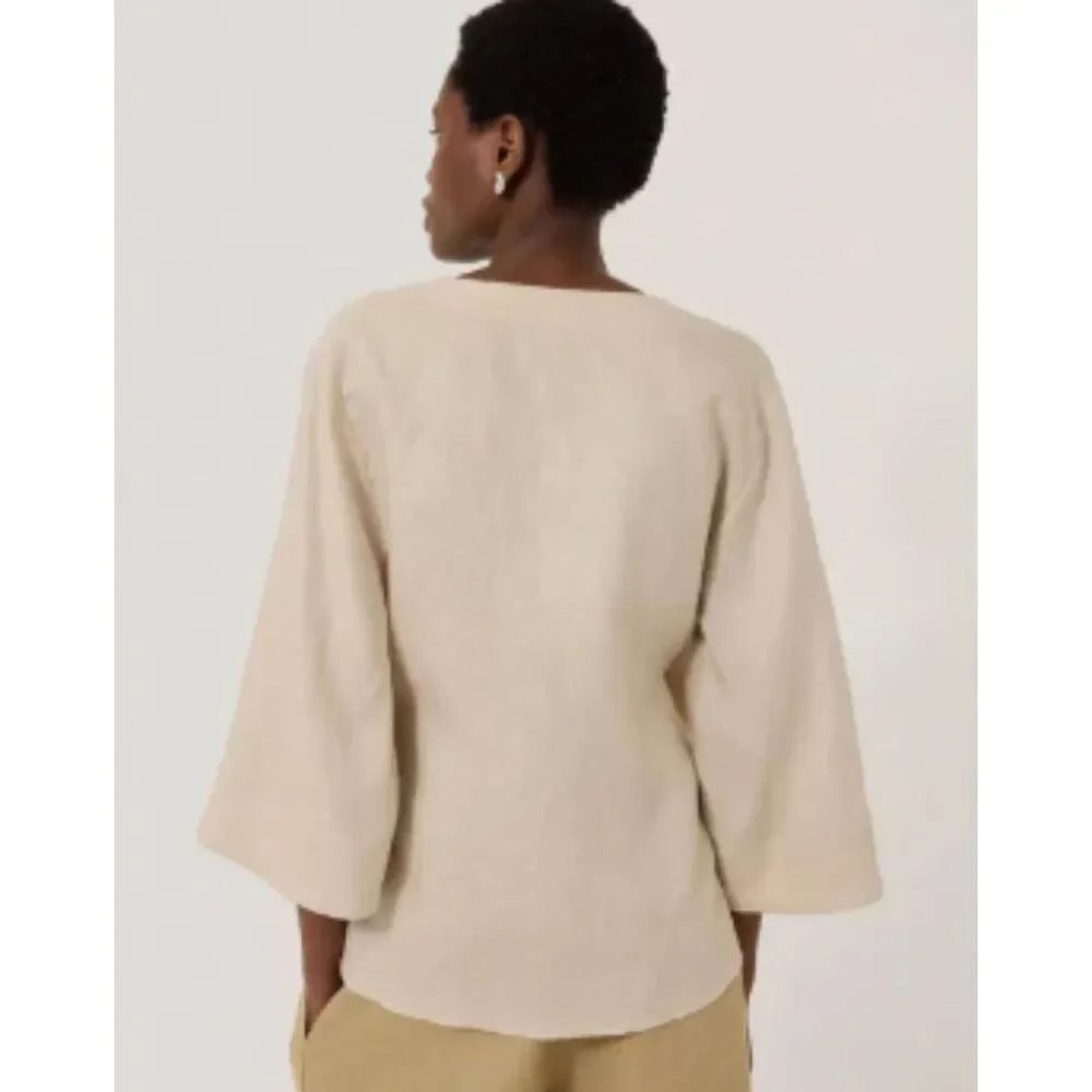 Wrap Front Pure Linen Top Pale Green 8